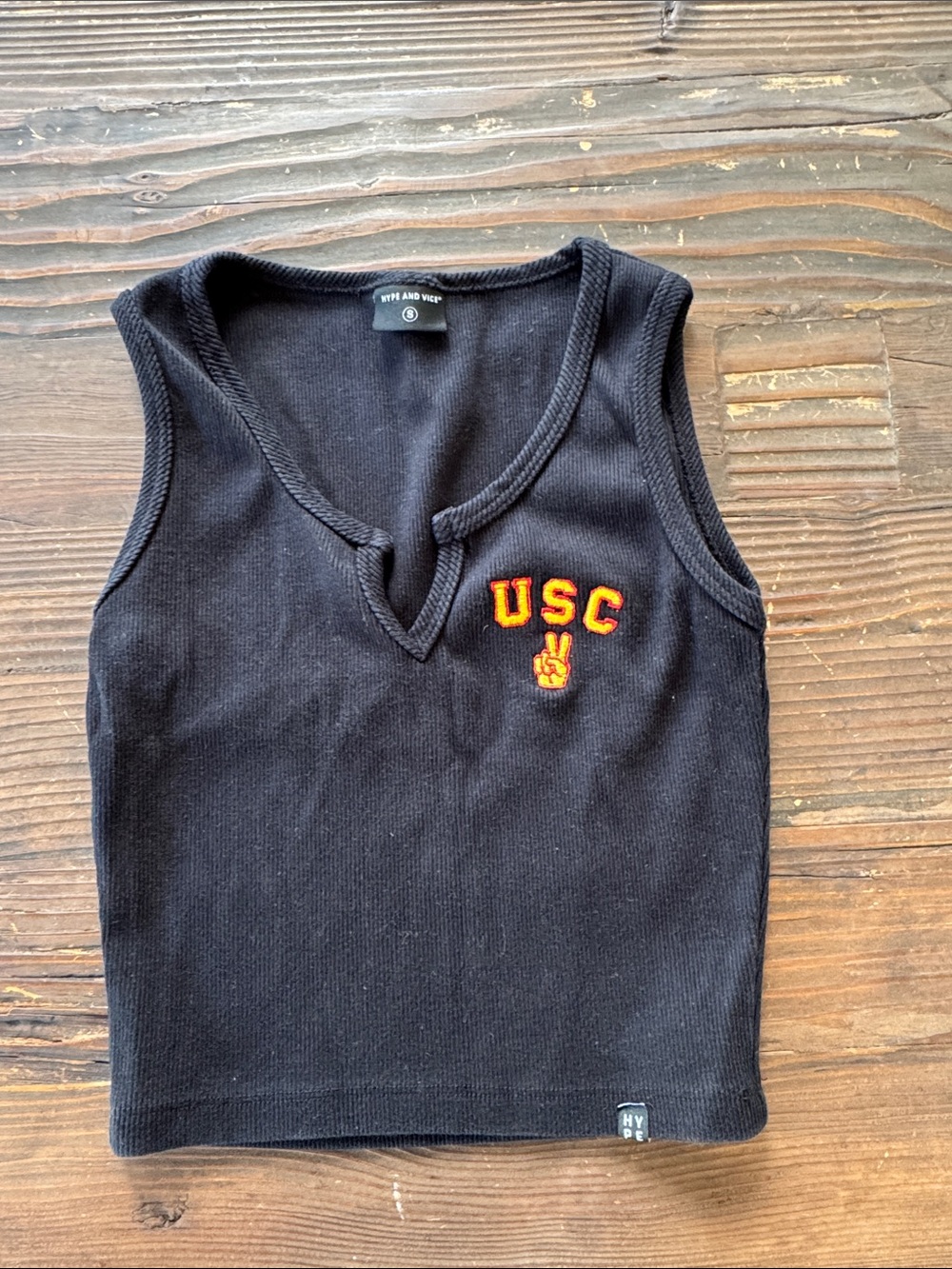 Hype and Vice USC Black Ribbed Tank Top